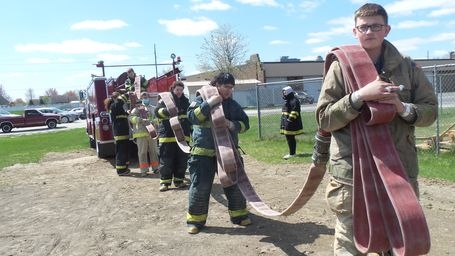 Fire-Rescue-EMR students training with hoses